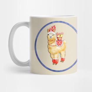 Christmas llama bringing cactus. Mug